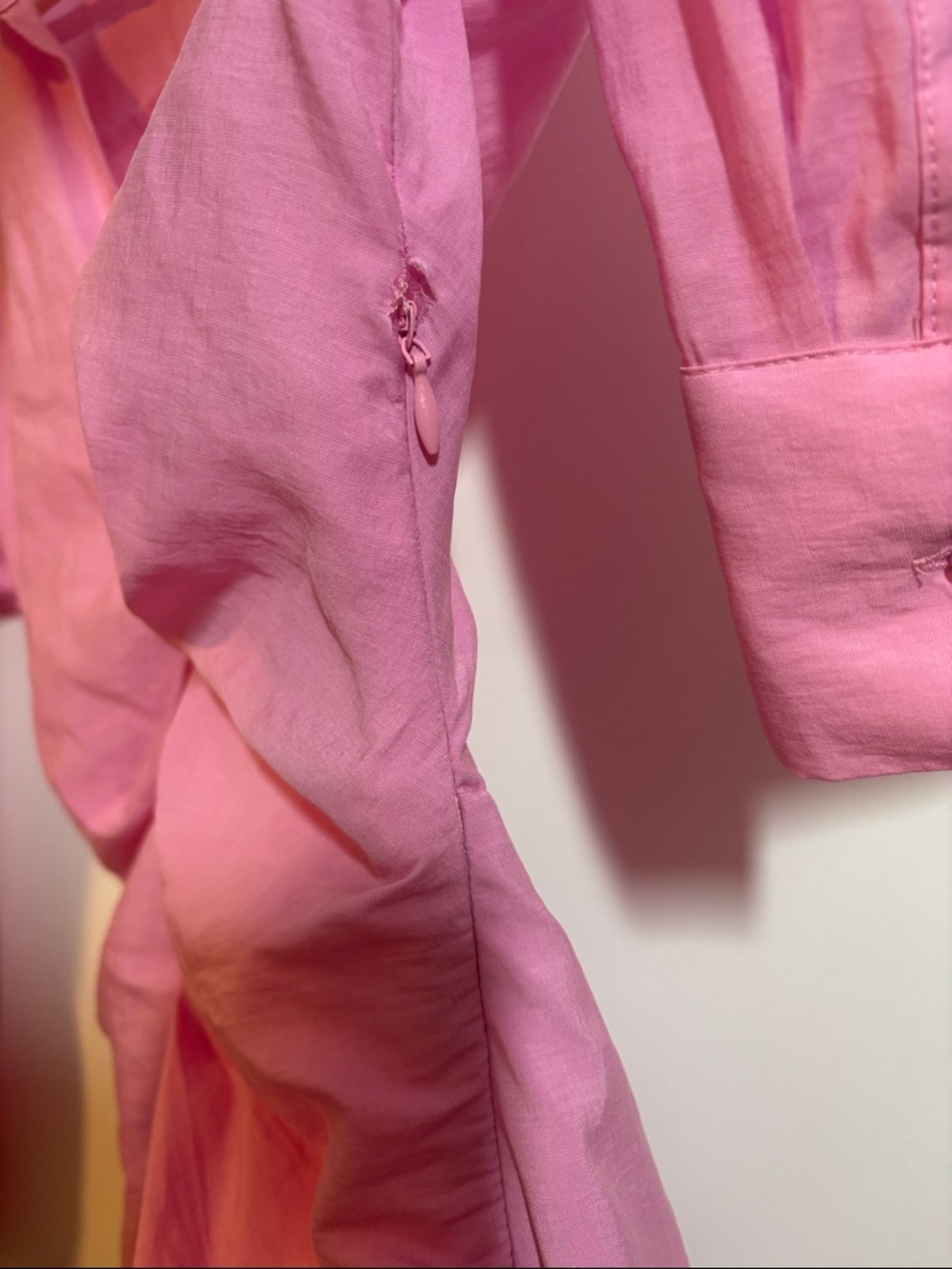 ZARA Bright Pink Shirt Dress with Collar - Picture 4 of 6